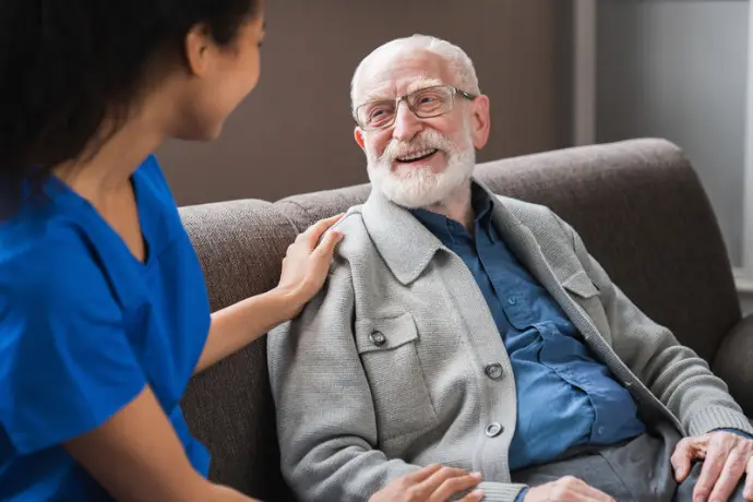 Nurse responding to patient call request